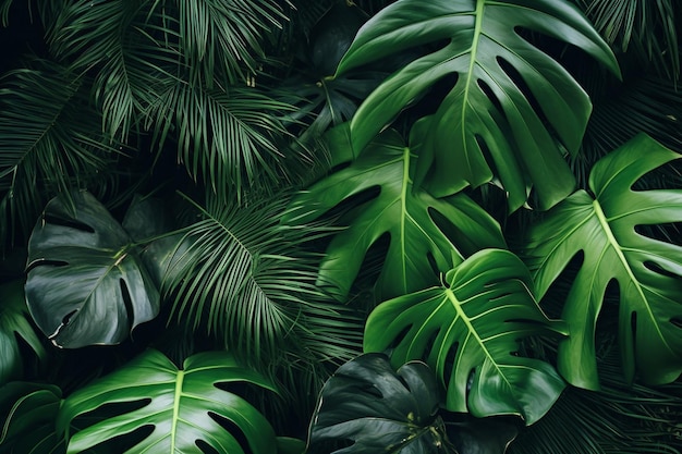 Copia spazio foglie tropicali zoom sfondo
