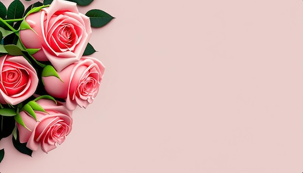 Copia spazio rose fiori sfondo colorato