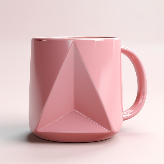 Coppa da caffè a poligono rosa stampata in 3D con rendering realistico