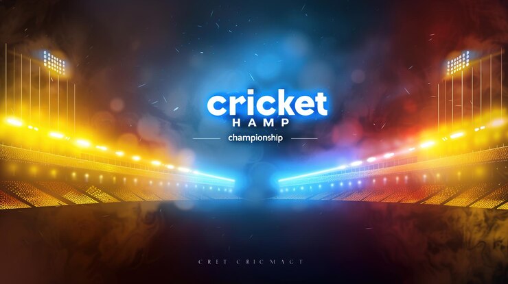 Foto coppa del mondo icc fondo dello stadio di cricket con bandiera e trofeo illustrazione del design della carta da parati vettoriale