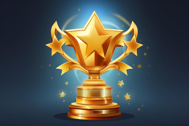 Coppa del trofeo d'oro con stella Bellissima illustrazione Generativa AI