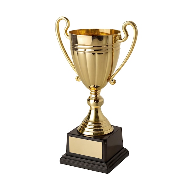 Coppa del trofeo d'oro isolata su sfondo bianco