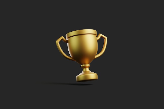 Coppa del trofeo dorato 3D su sfondo scuro