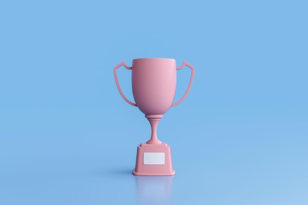 Coppa del trofeo rosa isolata su sfondo blu