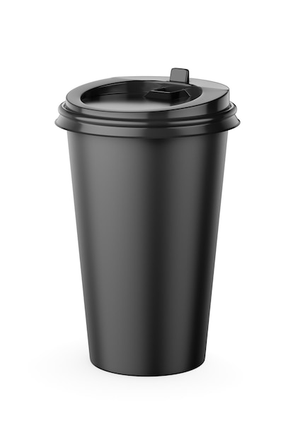 Coppa di carta da caffè nera vuota isolata su sfondo bianco 3D
