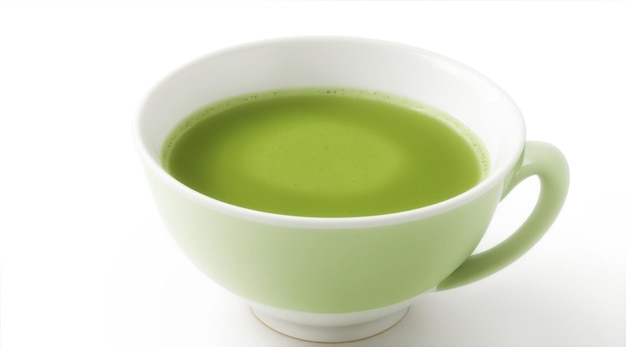 Coppa di matcha calda su sfondo bianco da Generative AI