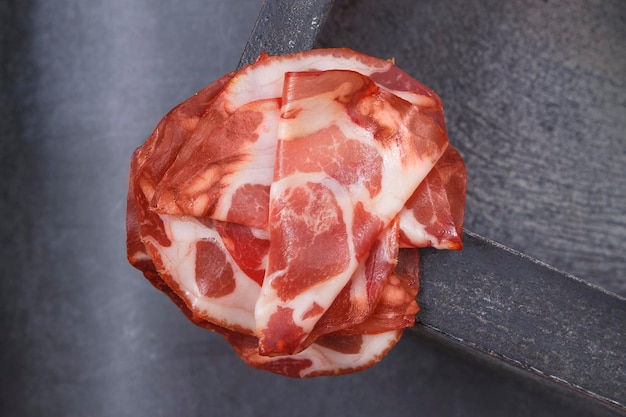 Coppa di Parma Coppa italiana affettata con spezie Prosciutto crudo Crudo o jamon