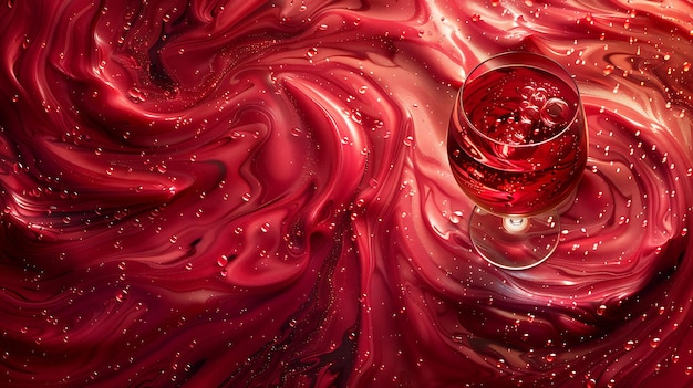 Coppa di vino con consistenza di macchie di vino vorticose astratto con illustrazione decorazione di sfondo di tendenza