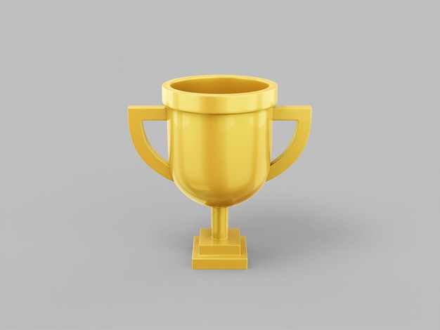 Coppa premio oro monocolore su sfondo grigio monocromatico. Oggetto di design minimalista. Elemento dell'interfaccia ui ux dell'icona di rendering 3d.