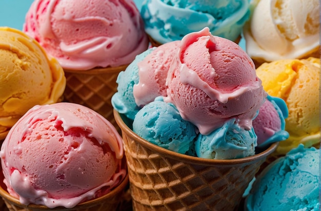 Coppe di gelato color pastello