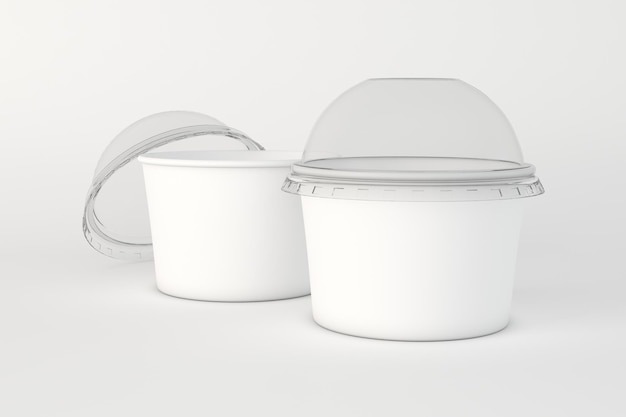 Coppe Gelato Rotonde Lato Sinistro Isolato In Sfondo Bianco