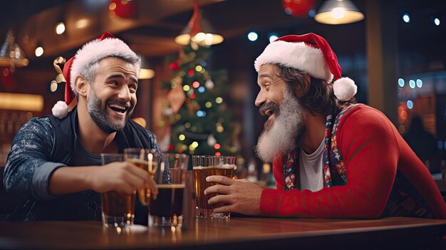 Coppia che beve in un bar la vigilia di Natale