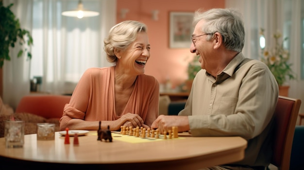 coppia di anziani che giocano a carte