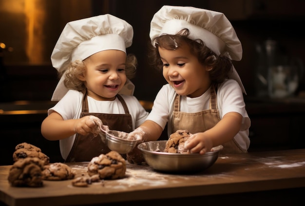 Coppia di bambini che preparano i biscotti di Natale