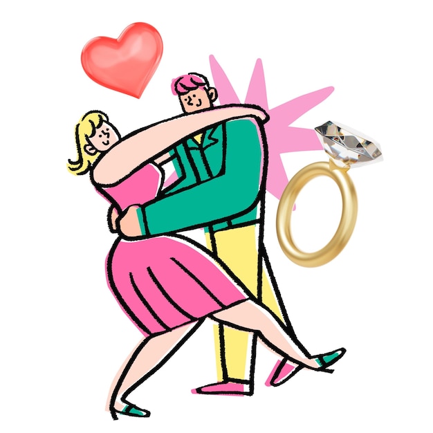 Coppia di Doodle che danza sullo sfondo trasparente png