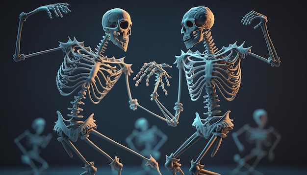 Coppia di scheletri danzanti arttim burto Ai generato art