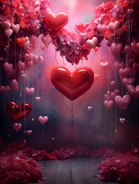 Coppia di sfondo digitale di San Valentino nel cuore dell'amore