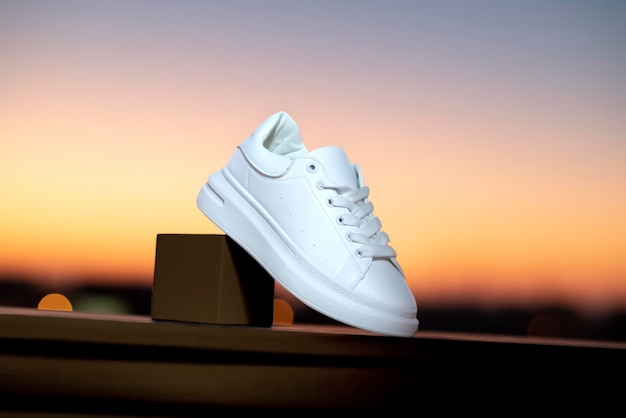 Coppia di sneakers sportive alla moda Cielo di tendenza streetwear di alta moda bianca