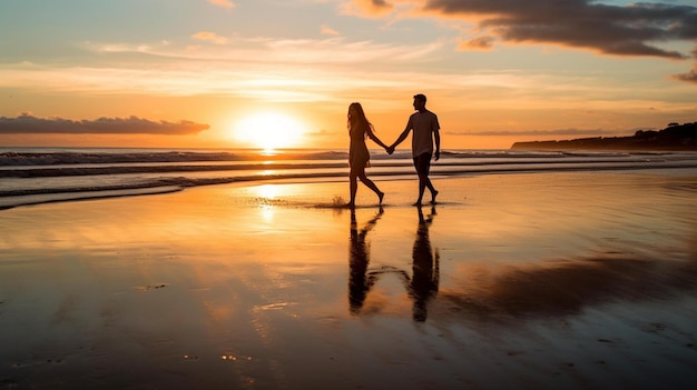 Coppia in amore sulla spiaggia