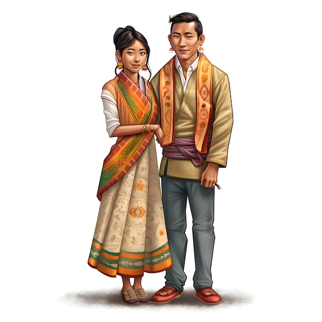 Coppia indiana in abiti tradizionali Illustrazione vettoriale isolata su sfondo bianco