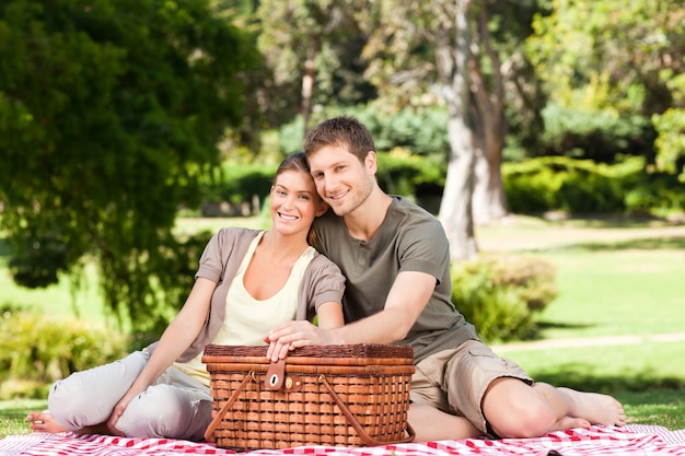 Coppia, picnic, parco