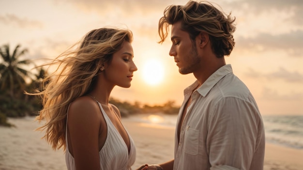 coppia romantica ha trascorso del tempo in spiaggia