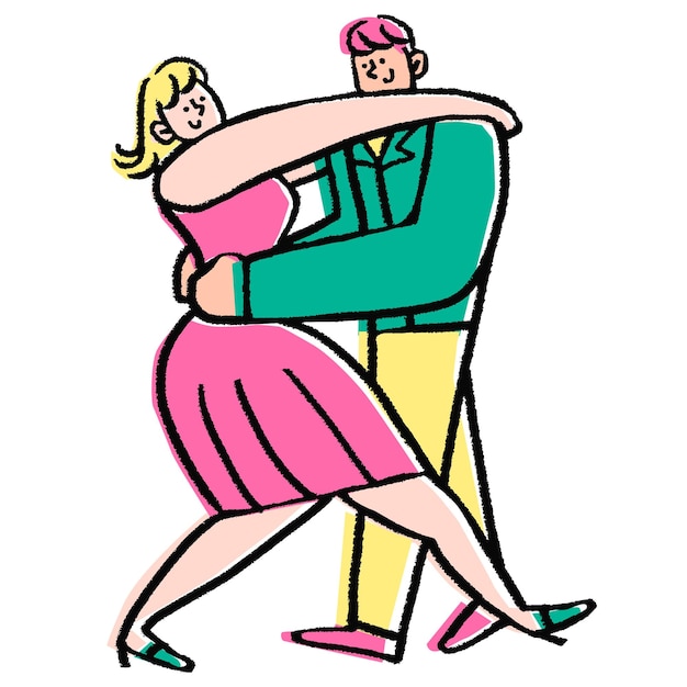 Coppia romantica png danzante Valentini personaggi dei cartoni animati illustrazione
