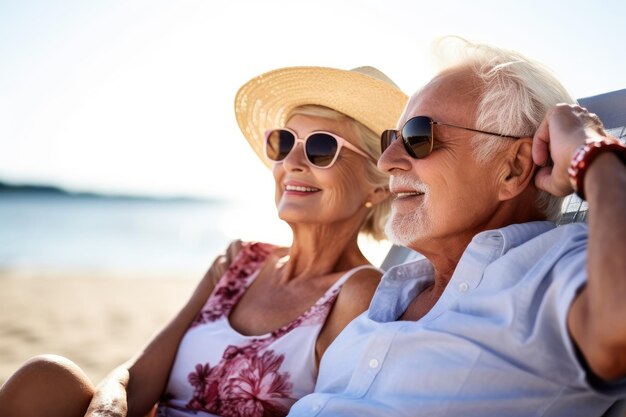 Coppia senior di relax all'aperto in vacanza