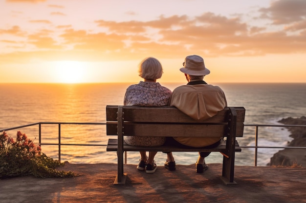 Coppia senior panchina al tramonto Genera Ai