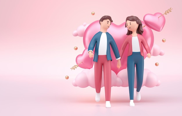 Coppia sull'illustrazione 3D di San Valentino