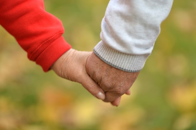 Coppia, tenendosi per mano, insieme