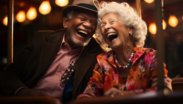 Coppie anziane nere americane che godono insieme