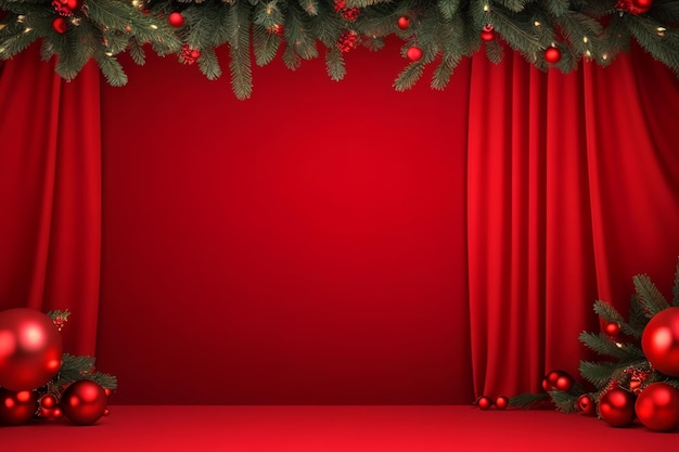 Copyspace Natale all'interno con sfondo rosso