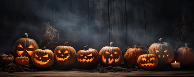 Copyspace spettrale delle zucche di Halloween Notte spaventosa di Halloween Ai generativa