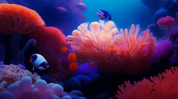 Coralli di anemoni in un acquario marino