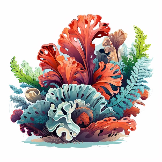 Coralli mare vintage retrò rosso rosa arancione velo fondale marino