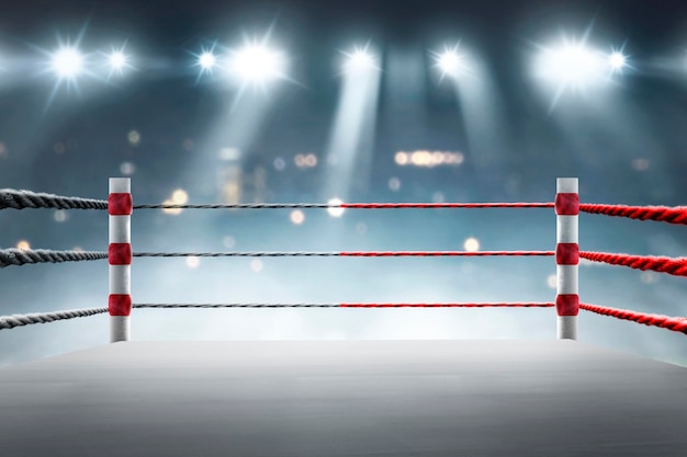 Corda nera e rossa sul ring di boxe