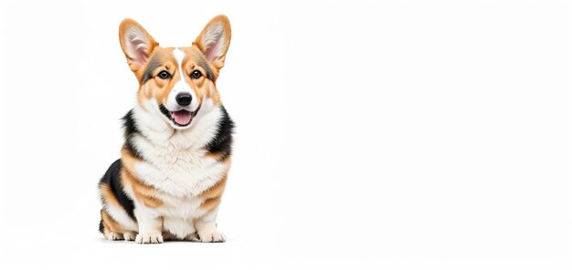 Corgi cane su sfondo bianco banner IA generativa