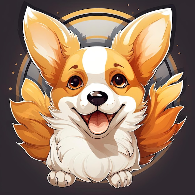 Corgi cucciolo ritratto animale cartone animato nello stile di vivace ed energico