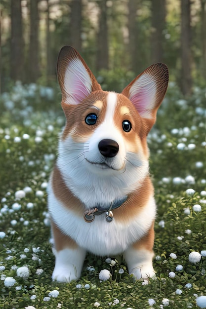 Corgi in piedi in 3 stili AI generativa