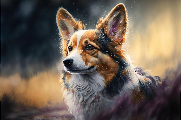 Corgi pittura ad acquerello