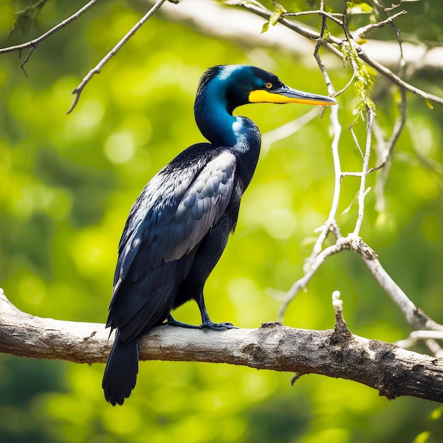 Cormorani seduti su un albero AI generativa