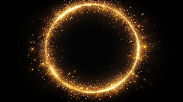 cornice a cerchio dorato su sfondo nero