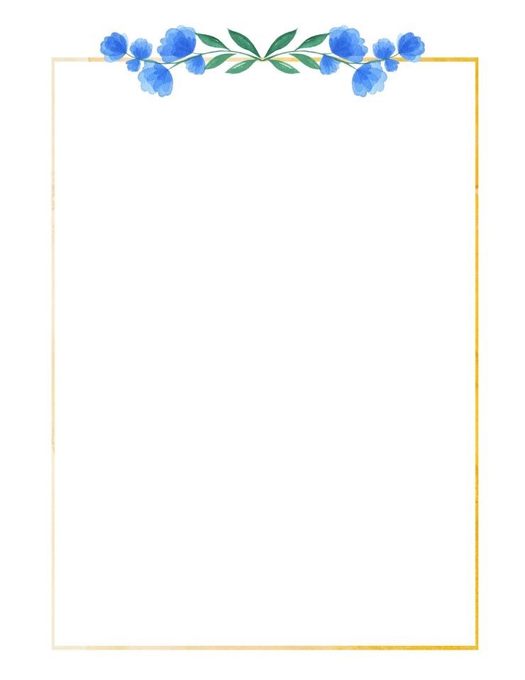Foto cornice ad acquerello con fiori blu