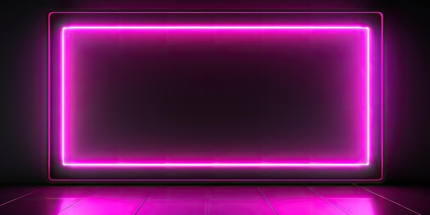 Cornice al neon in stile scenografico minimalista sfondo spettacolare viola e rosa