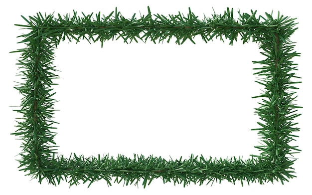Cornice albero di Natale isolata su sfondo bianco trasparente Modello di scheda vuota di albero di Natale abete pino