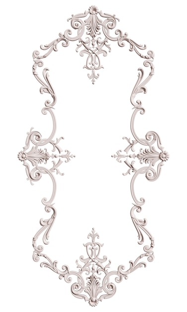 Cornice bianca classica con decorazioni di ornamento isolato rendering 3d