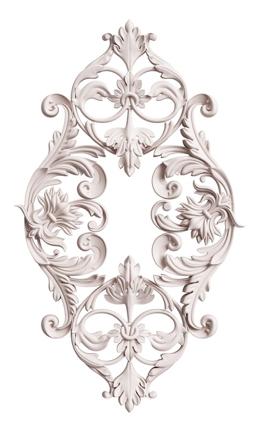 Cornice bianca classica con decorazioni di ornamento isolato rendering 3d