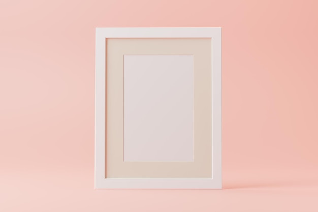 Cornice bianca mock up con spazio vuoto vuoto su sfondo rosa Cornice poster mockup sfondo rosa rosa Concetto di vacanza Copia spazio rendering 3d di alta qualità
