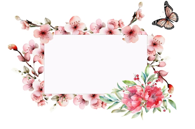 Cornice con una farfalla e fiori per il testo.